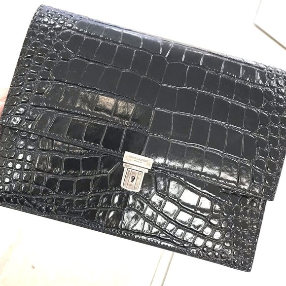 SAINT LAURENT 538450 OXK0D Nan with REM Small Vernice Cannetta Black - Picture 1 of 4